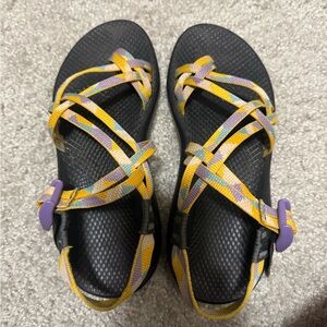 Chaco Yellow and Purple Strappy Sandals